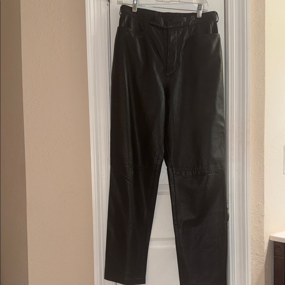 Women's Vintage Black Leather Trousers